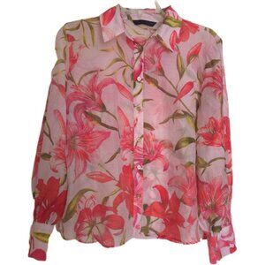 ZARA Pink Floral Shirt - Size M - Excellent Condition